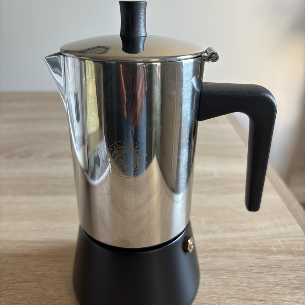 Royal Prestige Stainless Steel Espresso Maker with Black Handle